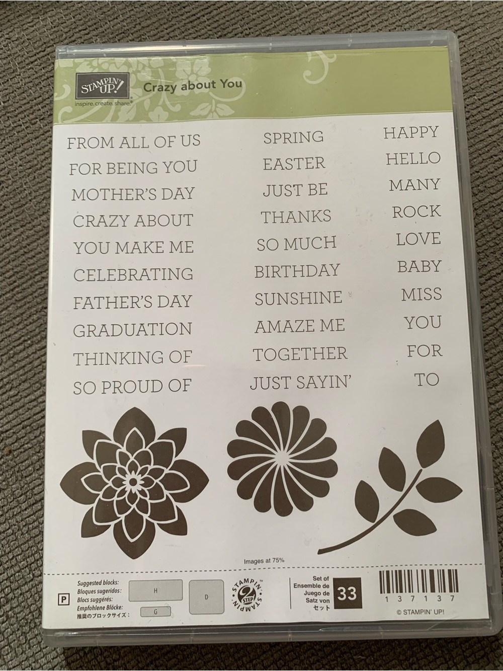 Stampin' Up! Crazy About You Clear Stamp Set - New